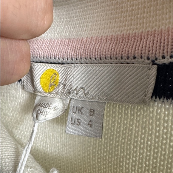 NWT Boden Jewel Button Collared Cardigan White Blue Striped Size 4 - Picture 6 of 13